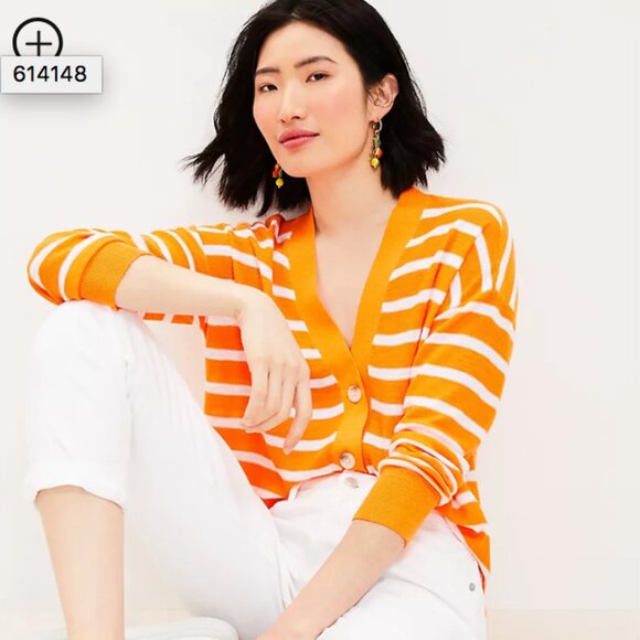 Striped V-Neck Cardigan - Picture 2 of 3